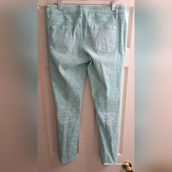 Bisou Bisou • Seafoam Green Pastel Spring Floral Printed Skinny Jeans Womens 10 - Picture 9 of 11